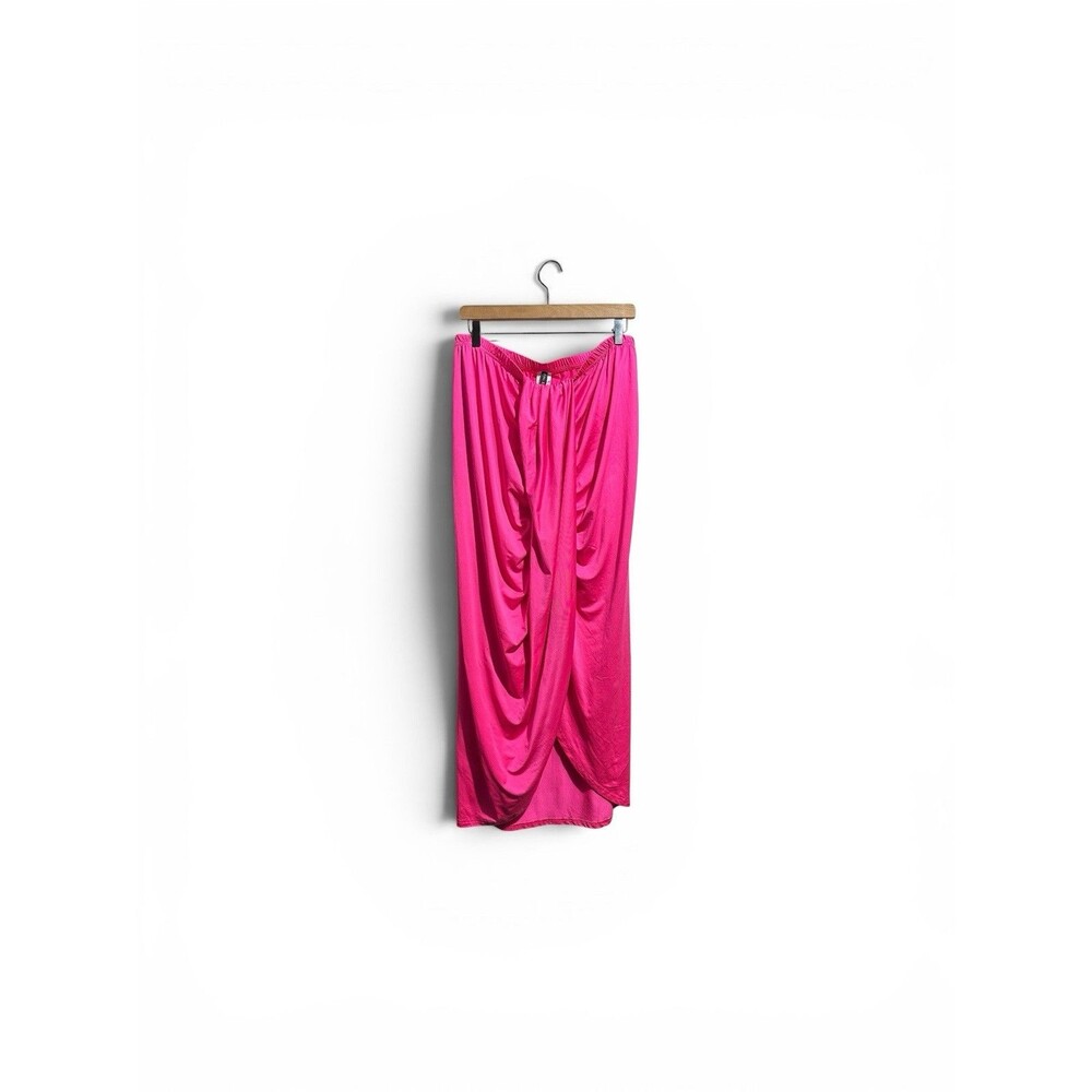 Zaful Hot Pink Draped Maxi Skirt Women XXL Vacation Resort Beach Cover Up Cruise